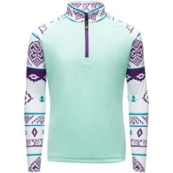 Spyder Girls Surface Zip T-Neck 10 Spyder Girls Surface Zip T-Neck -Winter Kids Clothing Store 196052 spyn surface zt sweater weather print white l