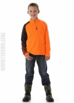 Spyder F15 Boys Linear Web Dry WEB T-Neck -Winter Kids Clothing Store 20152016spyderboyslineardrywebtneckbrightorangeblackf
