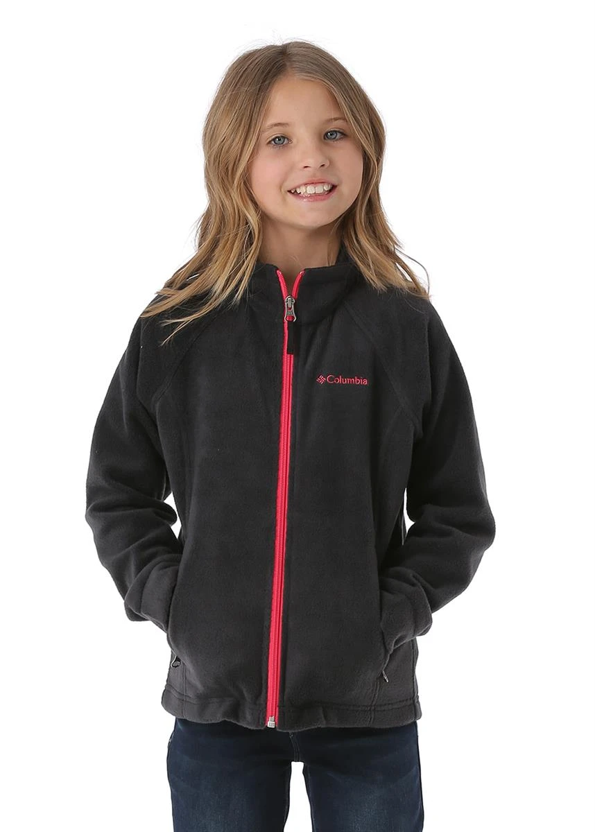 Girls Benton Springs Fleece Columbia Girls Benton Springs Fleece -Winter Kids Clothing Store 20162017columbiagirlsbentonspringsfleeceblackpunchpink