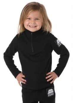 Little Kids 1/4 Zip Black Fleece Top