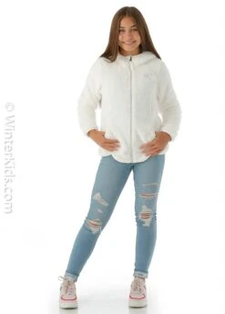 The North Face Girls Suave Oso Hooded FZ Jacket -Winter Kids Clothing Store 2122 tnf girlssuaveosohoodedfzjacket gardeniawhitem2