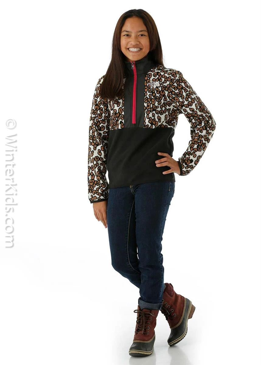 Youth Printed Glacier 1/4 Zip The North Face Youth Printed Glacier 1/4 Zip -Winter Kids Clothing Store 2122 tnf youthprintedglacierquarterzip pineconebrownleopardprint2 1
