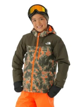 The North Face Youth Snowquest Plus Insulated Jacket -Winter Kids Clothing Store 2122 tnf youthsnowquestplusinsulatedjacket powerorangemarblecamoprintm