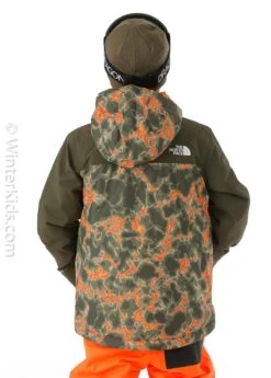 The North Face Youth Snowquest Plus Insulated Jacket -Winter Kids Clothing Store 2122 tnf youthsnowquestplusinsulatedjacket powerorangemarblecamoprintm4