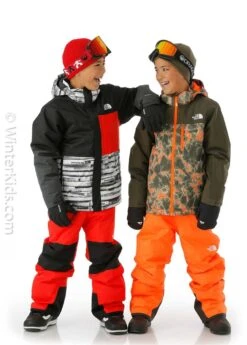 The North Face Youth Snowquest Plus Insulated Jacket -Winter Kids Clothing Store 2122 tnf youthsnowquestplusinsulatedjacket powerorangemarblecamoprintm5