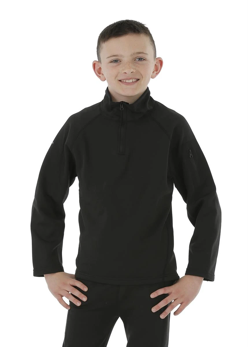 Youth Northern Ridge Polar Stretch Fleece Half Zip Youth Northern Ridge Polar Stretch Fleece Half Zip -Winter Kids Clothing Store fw2021 northernridge youthpolarstretchfleecehalfzip black model 1