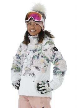 Obermeyer Jr Girls Taja Print Jacket -Winter Kids Clothing Store fw2021 obermeyer girlstajaprintjacket tellmeastory model