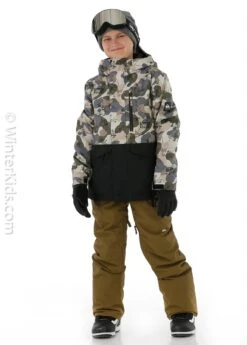 Quiksilver Mission Block Youth Jacket -Winter Kids Clothing Store fw2021 quiksilver missionblockyouthjacket flamenatureabstract modelf