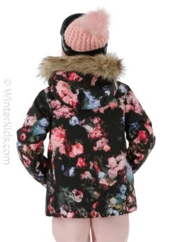 Roxy American Pie Girl Jacket -Winter Kids Clothing Store fw2021 roxy americanpiegirljacket trueblackbloomingparty modelb