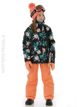 Roxy Jetty Girl Jacket -Winter Kids Clothing Store fw2021 roxy jettygirljacket trueblacktropicalday modelf2