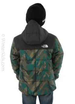 The North Face Boys Reversible Perrito Jacket -Winter Kids Clothing Store fw2021 tnf boysreversibleperritojacket evergreenmountaincamoprint modelb