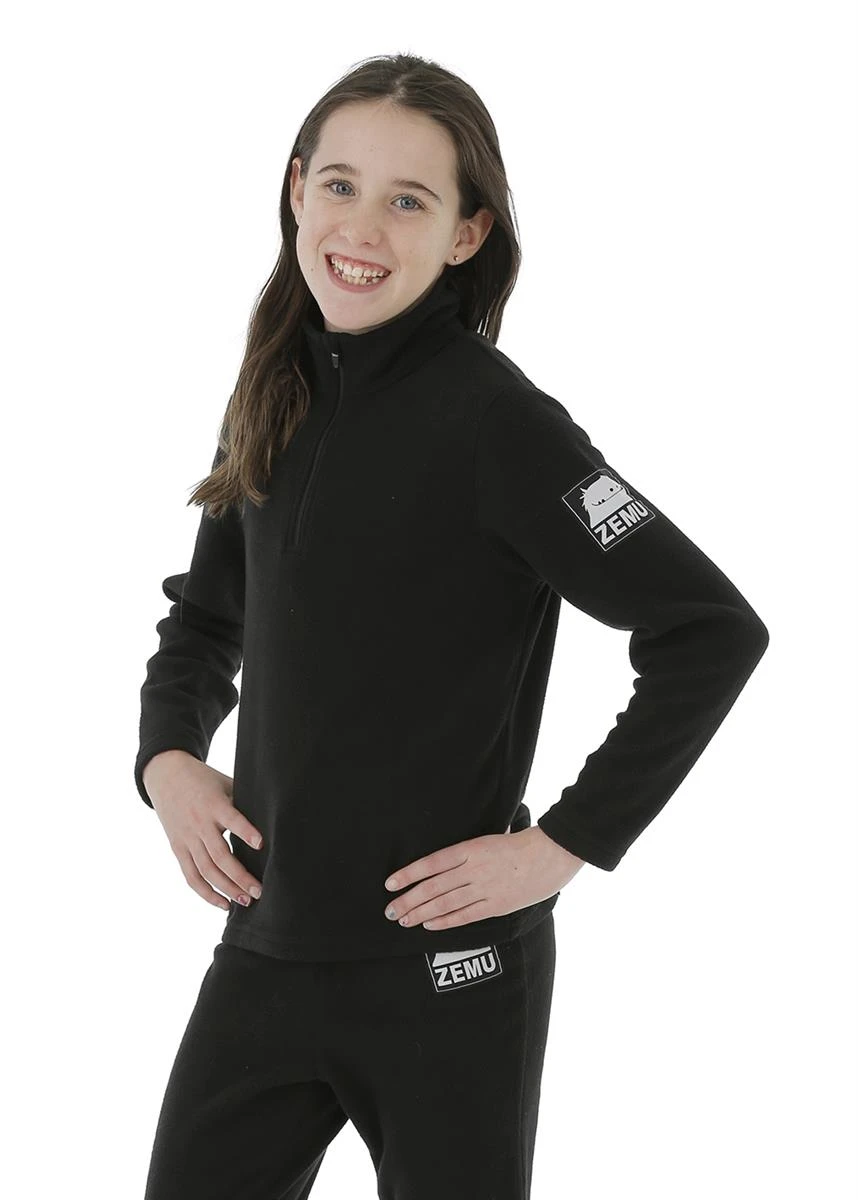 Junior 1/4 Zip Black Fleece Top Junior 1/4 Zip Black Fleece Top -Winter Kids Clothing Store fw2021 zemuapparel juniorgirlsquarterzipblackfleecetop black