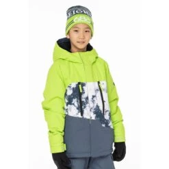 686 Boys Geo Insulated Jacket -Winter Kids Clothing Store fw23 686 boysgeoinsulatedjacket greenflashcolorblock 1