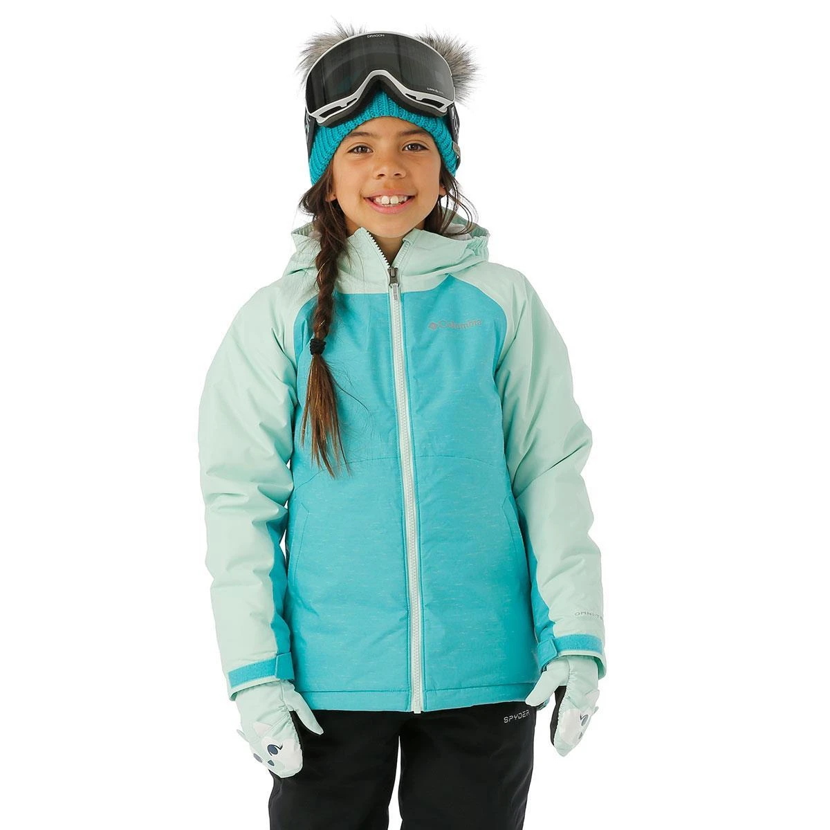Girls Alpine Action II Jacket Columbia Girls Alpine Action II Jacket -Winter Kids Clothing Store fw23 columbia girlsalpineactionjacket geyserheatherseaice model1