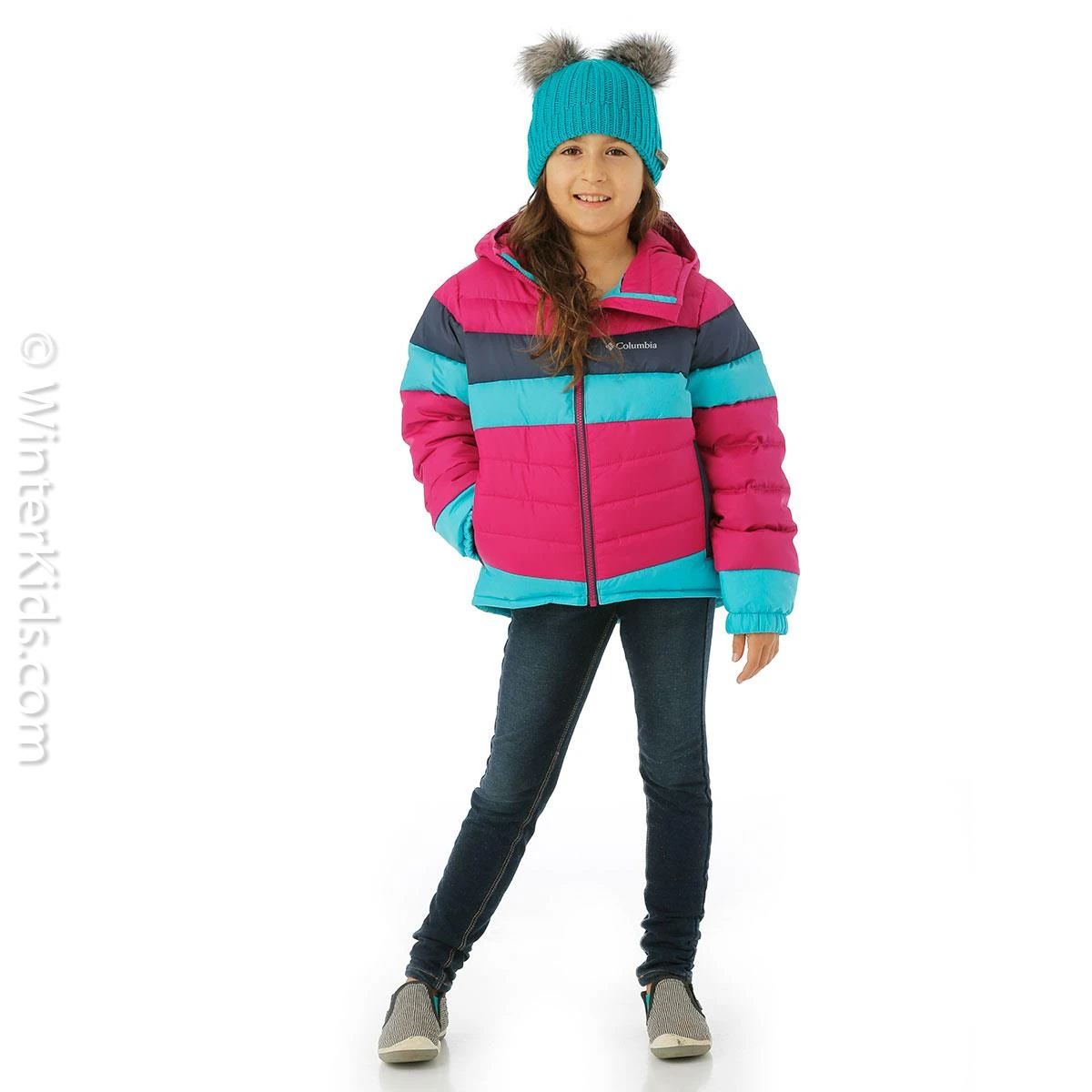 Girls Tumble Rock Down Hdd Jacket Columbia Girls Tumble Rock Down Hdd Jacket -Winter Kids Clothing Store fw23 columbia girlstumblerockdownjacket fuchsia model2