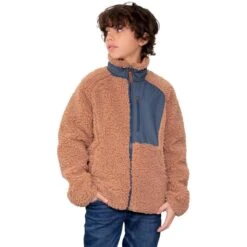 Obermeyer Teen Boys TB Landry Sherpa Jacket -Winter Kids Clothing Store fw23 obermeyer boystblandrysherpajacket saddle
