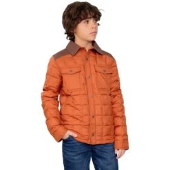 Obermeyer Teen Boys TB Wilder Puffy Shirt -Winter Kids Clothing Store fw23 obermeyer boystbwilderpuffyshirt terracotta