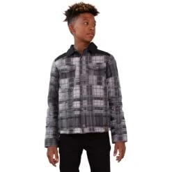 Obermeyer Teen Boys TB Wilder Puffy Shirt -Winter Kids Clothing Store fw23 obermeyer boystbwilderpuffyshirt woodsmandplaid