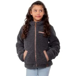 Obermeyer Teen Girls TG Amelia Sherpa Jacket -Winter Kids Clothing Store fw23 obermeyer girlstgameliasherpajacket coal