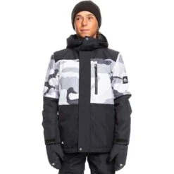 Quiksilver Boys Mission Printed Block Jacket -Winter Kids Clothing Store fw23 quiksilver boysmissionprintedblockjacket snowwhitecamopower 1