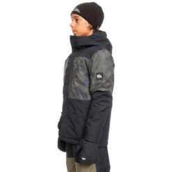 Quiksilver Boys Mission Printed Block Jacket -Winter Kids Clothing Store fw23 quiksilver boysmissionprintedblockjacket trueblackfadeoutcamo 2