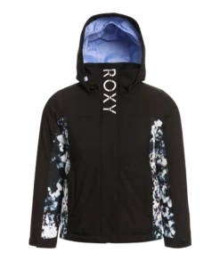 Roxy Girls Galaxy Girl Jacket -Winter Kids Clothing Store fw23 roxy girlsgalaxyjacket trueblackblackflowers 1