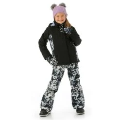 Roxy Girls Galaxy Girl Jacket -Winter Kids Clothing Store fw23 roxy girlsgalaxyjacket trueblackblackflowers model3