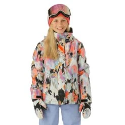 Roxy Girls Jetty Girl Jacket -Winter Kids Clothing Store fw23 roxy girlsjettyjacket trueblacktenderness model1