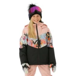 Roxy Girls Whist Girl Jacket -Winter Kids Clothing Store fw23 roxy girlswhistjacket trueblacktenderness model1