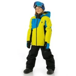 Spyder Boys Ambush Jacket -Winter Kids Clothing Store fw23 spyder boysambushjacket citron model2