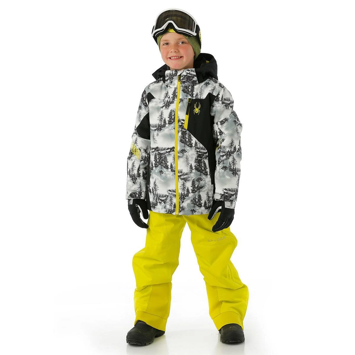 Boys Leader Jacket Spyder Boys Leader Jacket -Winter Kids Clothing Store fw23 spyder boysleaderjacket treeline model2