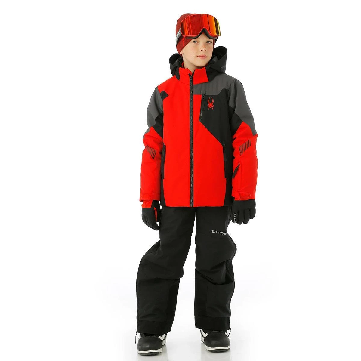 Boys Leader Jacket Spyder Boys Leader Jacket -Winter Kids Clothing Store fw23 spyder boysleaderjacket volcano model2
