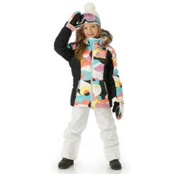 Spyder Girls Zadie Synthetic Down Jacket -Winter Kids Clothing Store fw23 spyder girlsatlassyntheticdownjacket landscapemulti model2