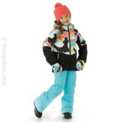 Spyder Girls Conquer Jacket -Winter Kids Clothing Store fw23 spyder girlsconquerjacket landscapemulti model3