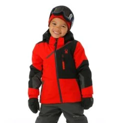 Spyder Toddler Boys Challenger Jacket -Winter Kids Clothing Store fw23 spyder toddlerboyschallengerjacket volcano model1