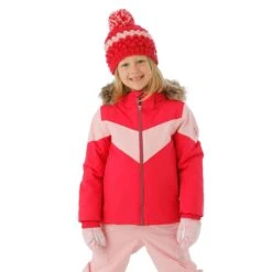 Spyder Toddler Girls Lola Jacket -Winter Kids Clothing Store fw23 spyder toddlergirlslolajacket cerise model1