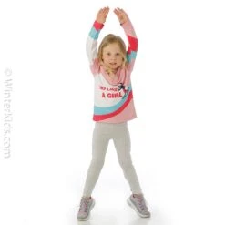 Spyder Toddler Girls Reflect Zip T-Neck -Winter Kids Clothing Store fw23 spyder toddlergirlsreflectziptneck petal model2