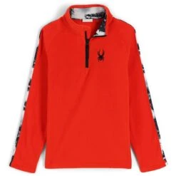 Spyder Youth Speed Fleece Zip T-Neck -Winter Kids Clothing Store fw23 spyder youthspeedfleeceziptneck volcano 1