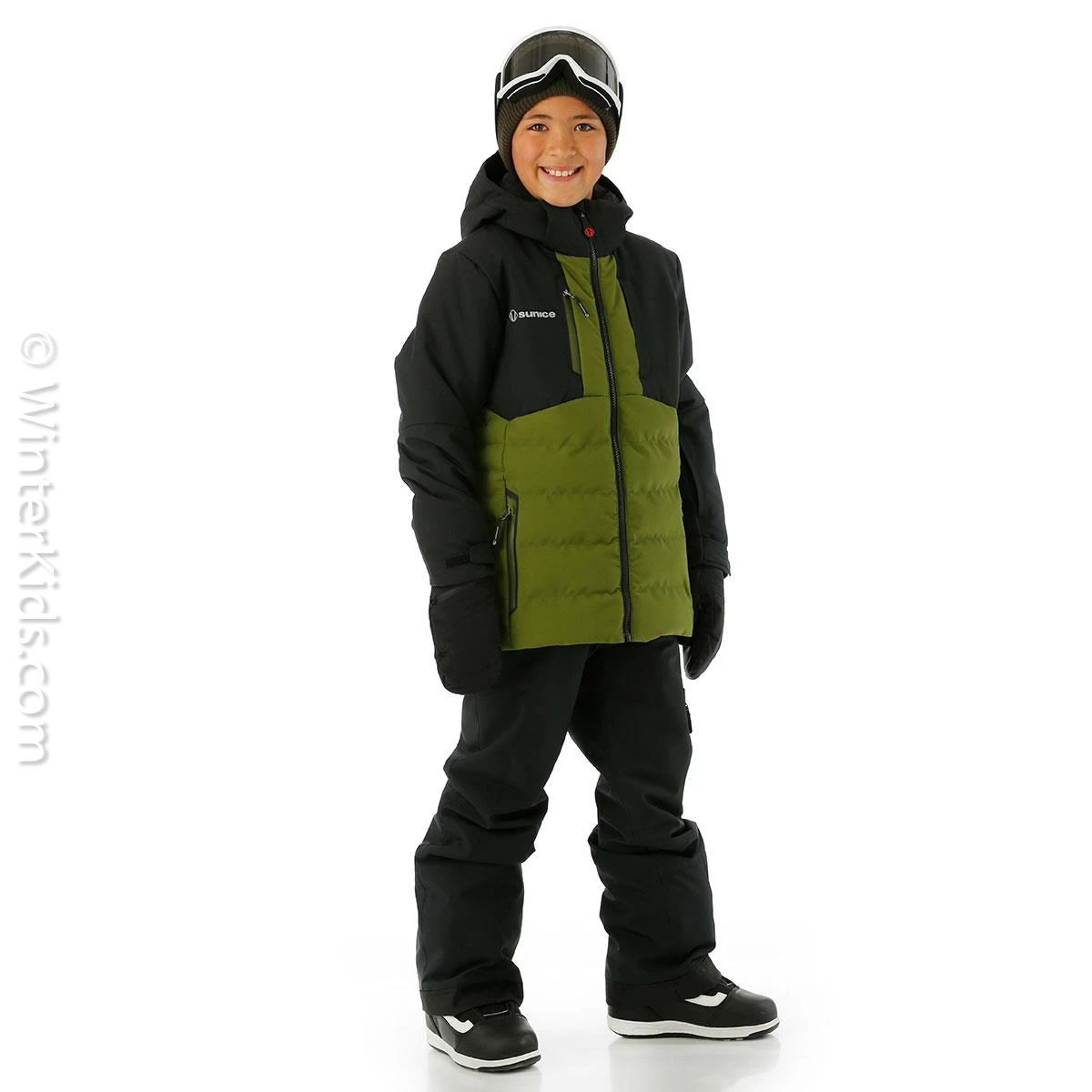 Boys William Jacket Boys William Jacket -Winter Kids Clothing Store fw23 sunice boyswilliamjacket armygreenblack model2