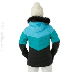 Girls Nola Jacket -Winter Kids Clothing Store fw23 sunice girlsnolajacket aquatropicalgreenblack model4