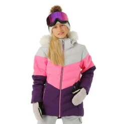 Girls Nola Jacket -Winter Kids Clothing Store fw23 sunice girlsnolajacket oysterneonpinkamethyst model1