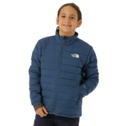 The North Face Boys Belleview Stretch Down Jacket -Winter Kids Clothing Store fw23 tnf boysbeleviewstretchdownjacket shadyblue model1