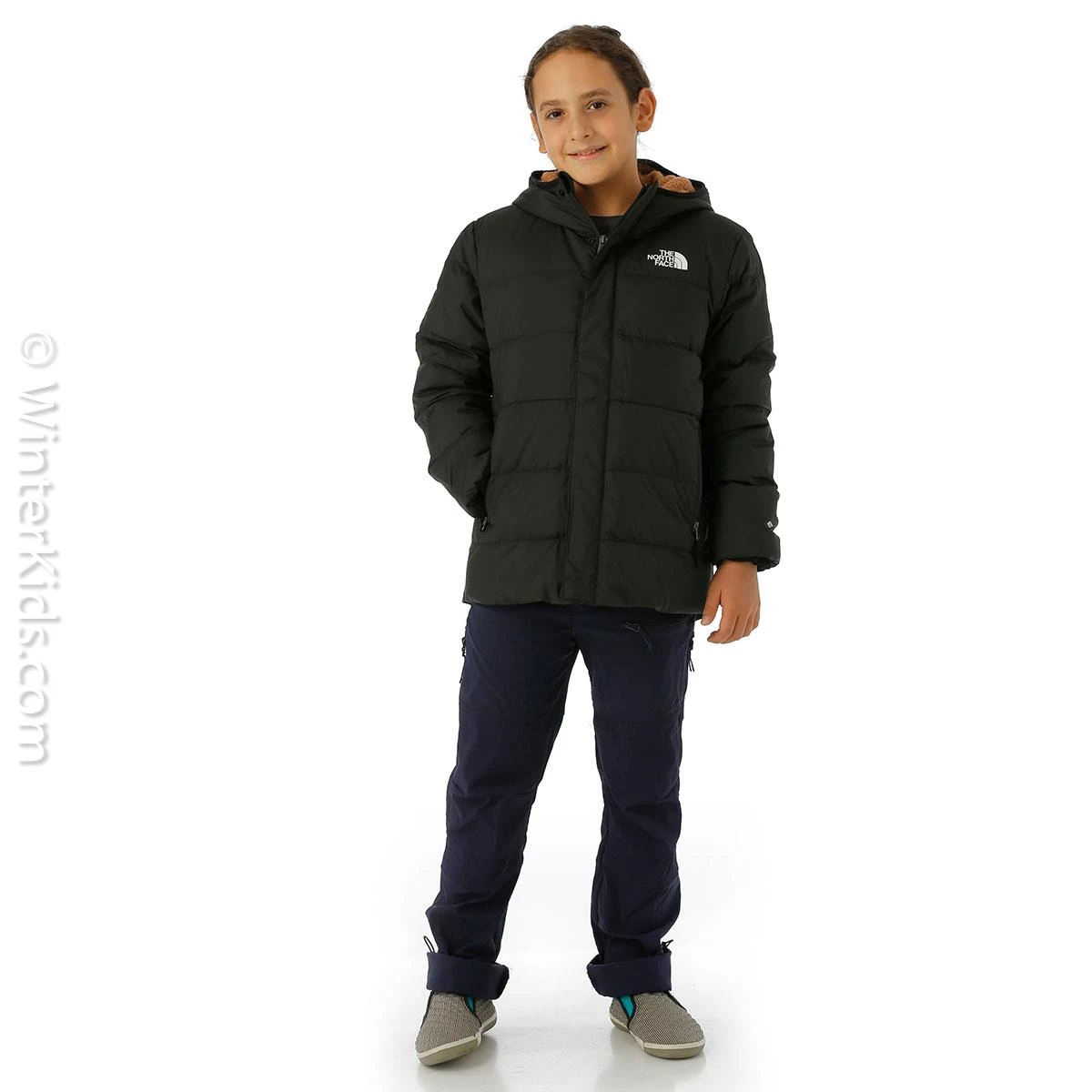 Boys North Down Fleece-Lined Parka The North Face Boys North Down Fleece-Lined Parka -Winter Kids Clothing Store fw23 tnf boysnorthdownfleecelinedparka black model2
