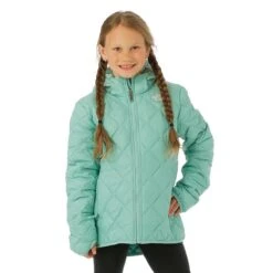 The North Face Girls ThermoBall Hooded Jacket -Winter Kids Clothing Store fw23 tnf girlsthermoballhoodedjacket wasabi model1