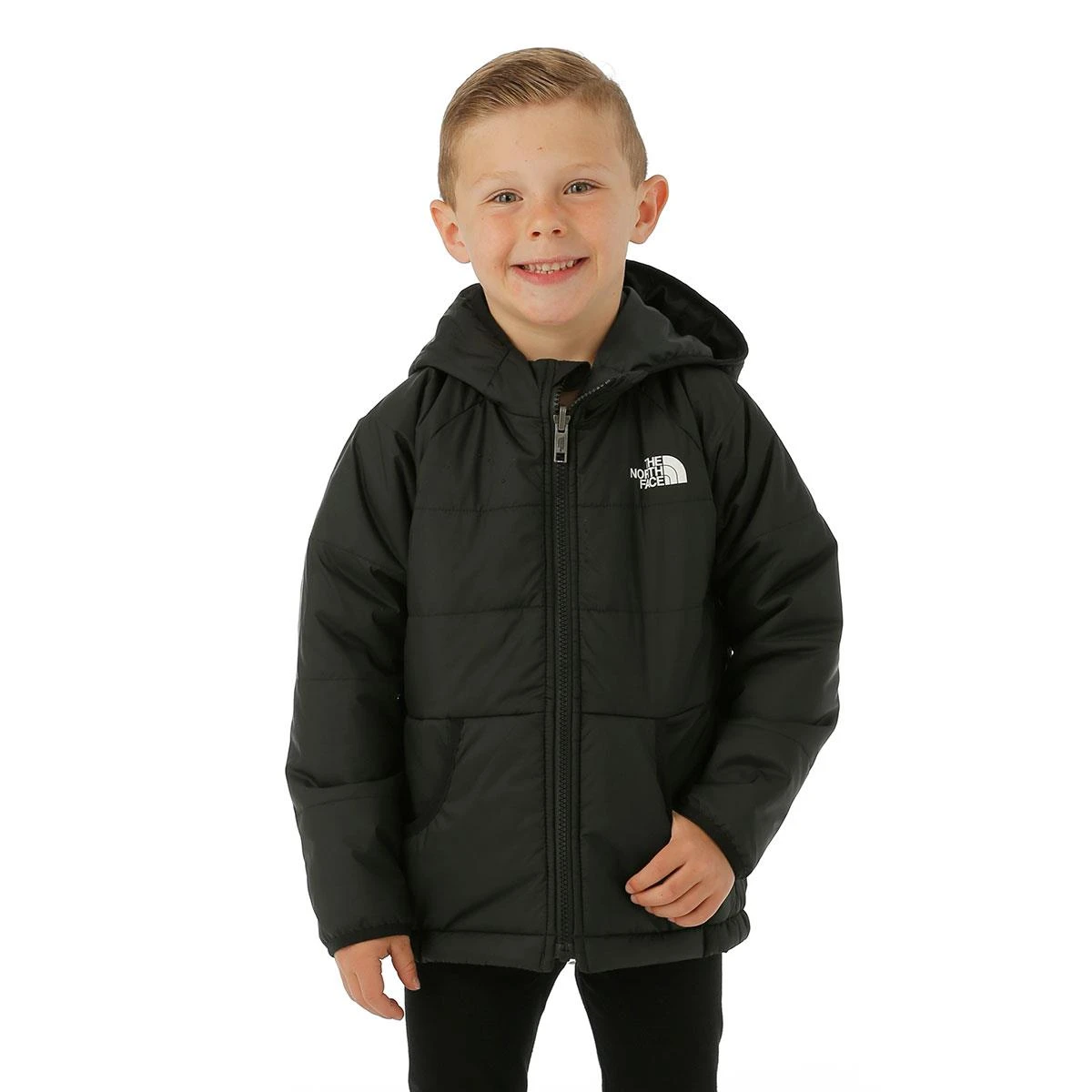 Youth Reversible Perrito Hooded Jacket The North Face Youth Reversible Perrito Hooded Jacket -Winter Kids Clothing Store fw23 tnf kidsreversibleperritohoodedjacket tnfblack model1