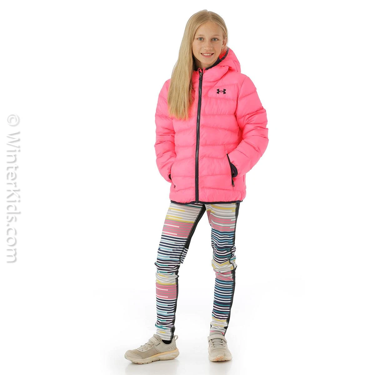 Girl's Prime Puffer Jacket Under Armour Girl's Prime Puffer Jacket -Winter Kids Clothing Store fw23 underarmour girlsprimepufferjacket pink model3