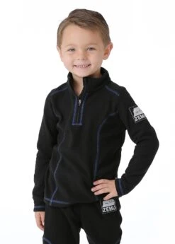 Little Kids 1/4 Zip Black Fleece Top -Winter Kids Clothing Store wk day1 session 1 15355